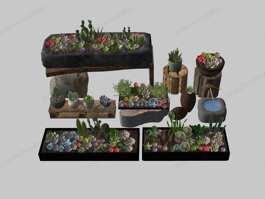 Succulent Garden Ideas sketchup model preview - SketchupBox