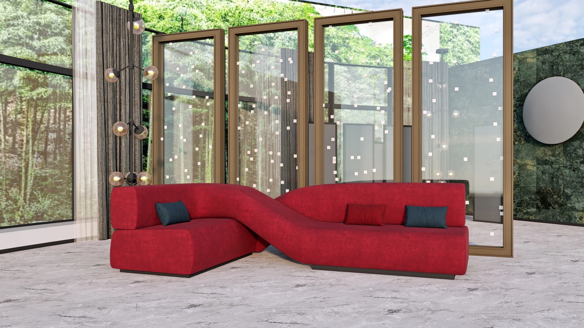 Creative Red Sofa sketchup model preview - SketchupBox