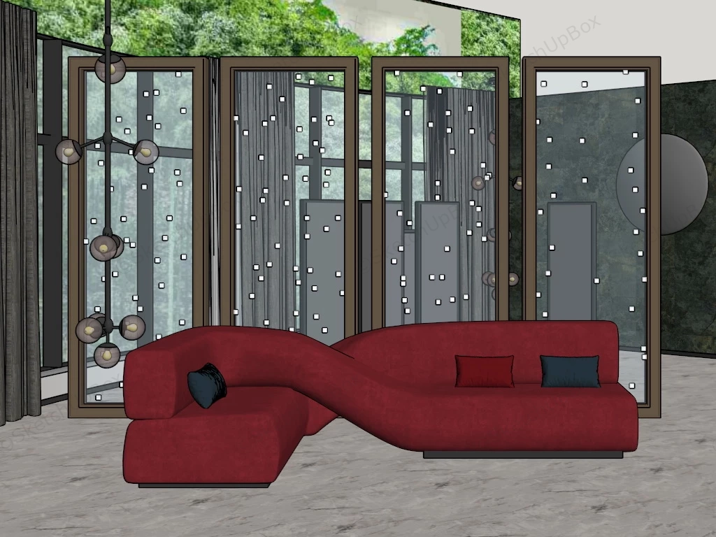 Creative Red Sofa sketchup model preview - SketchupBox