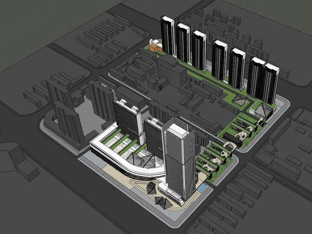 Commercial And Retail Complex sketchup model preview - SketchupBox