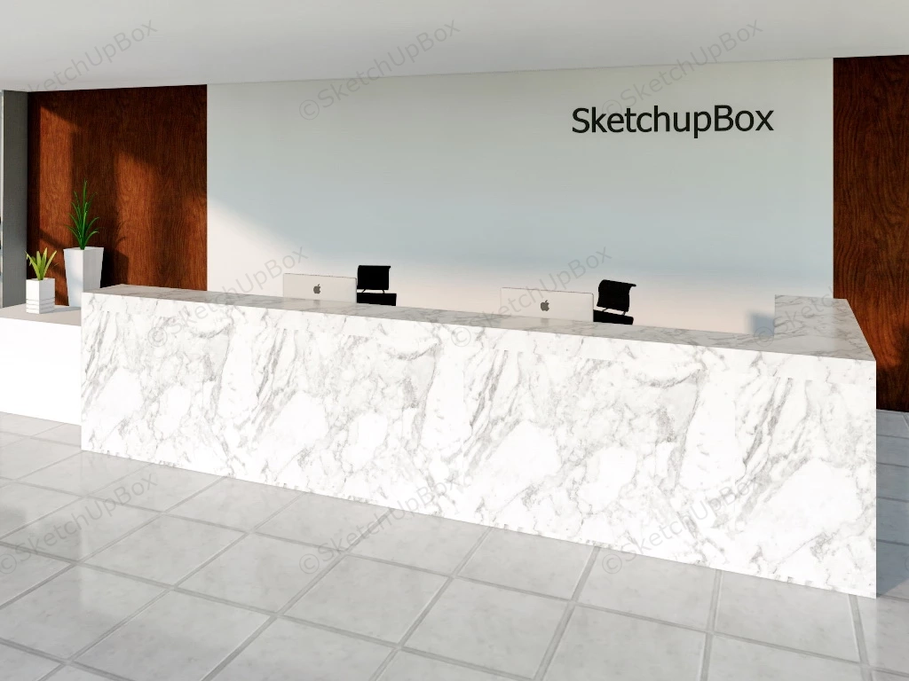 White Marble Reception Counter sketchup model preview - SketchupBox