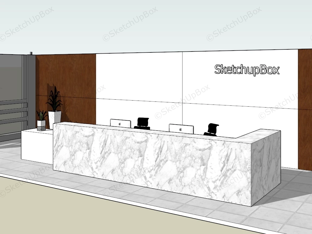 White Marble Reception Counter sketchup model preview - SketchupBox