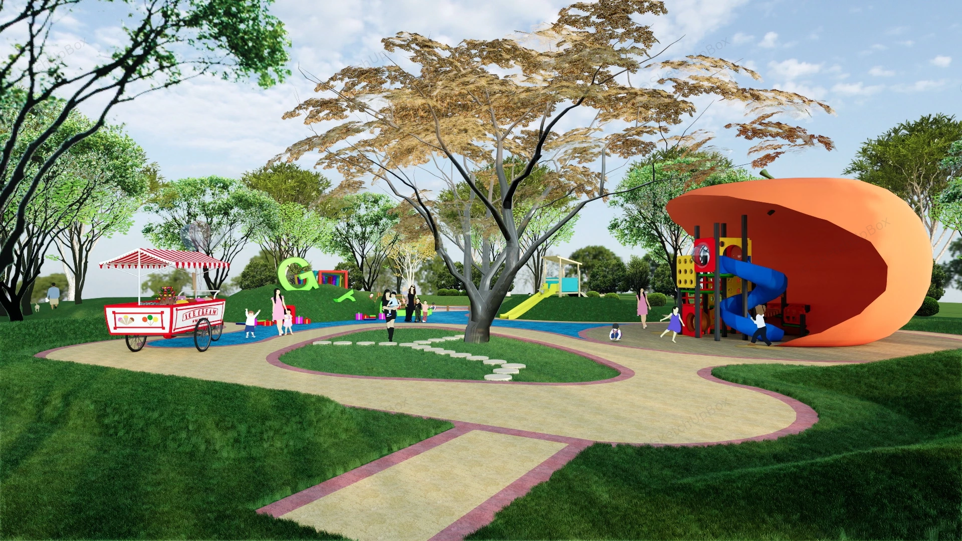 Park Playground Design sketchup model preview - SketchupBox