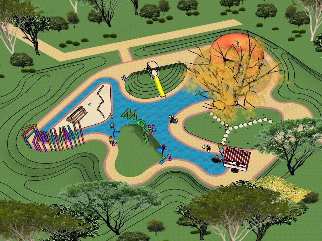 Park Playground Design sketchup model preview - SketchupBox