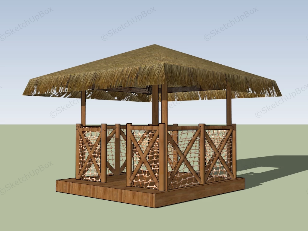 Rustic Timber Log Gazebo sketchup model preview - SketchupBox