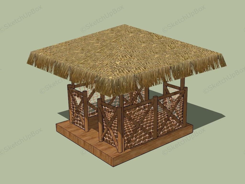 Rustic Timber Log Gazebo sketchup model preview - SketchupBox