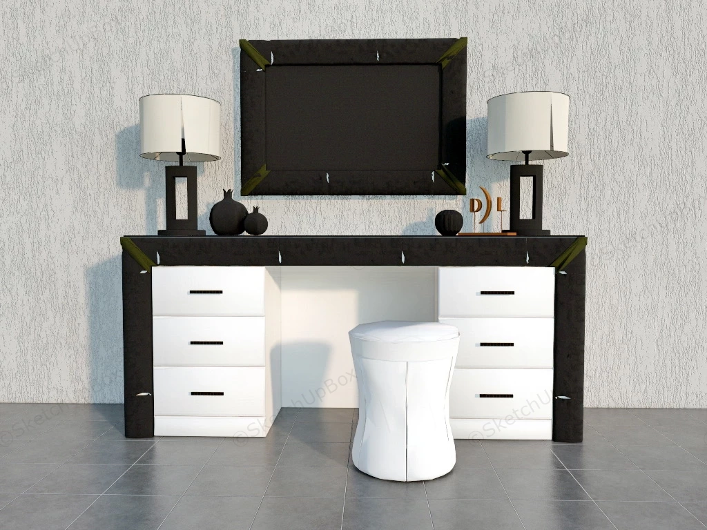 Black And White Dressing Table Set sketchup model preview - SketchupBox