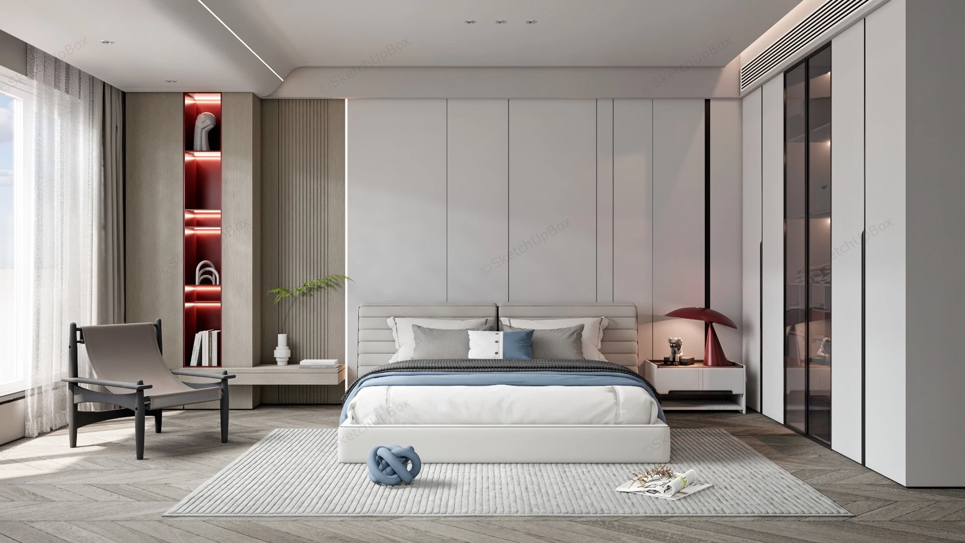 Modern Master Bedroom Design sketchup model preview - SketchupBox