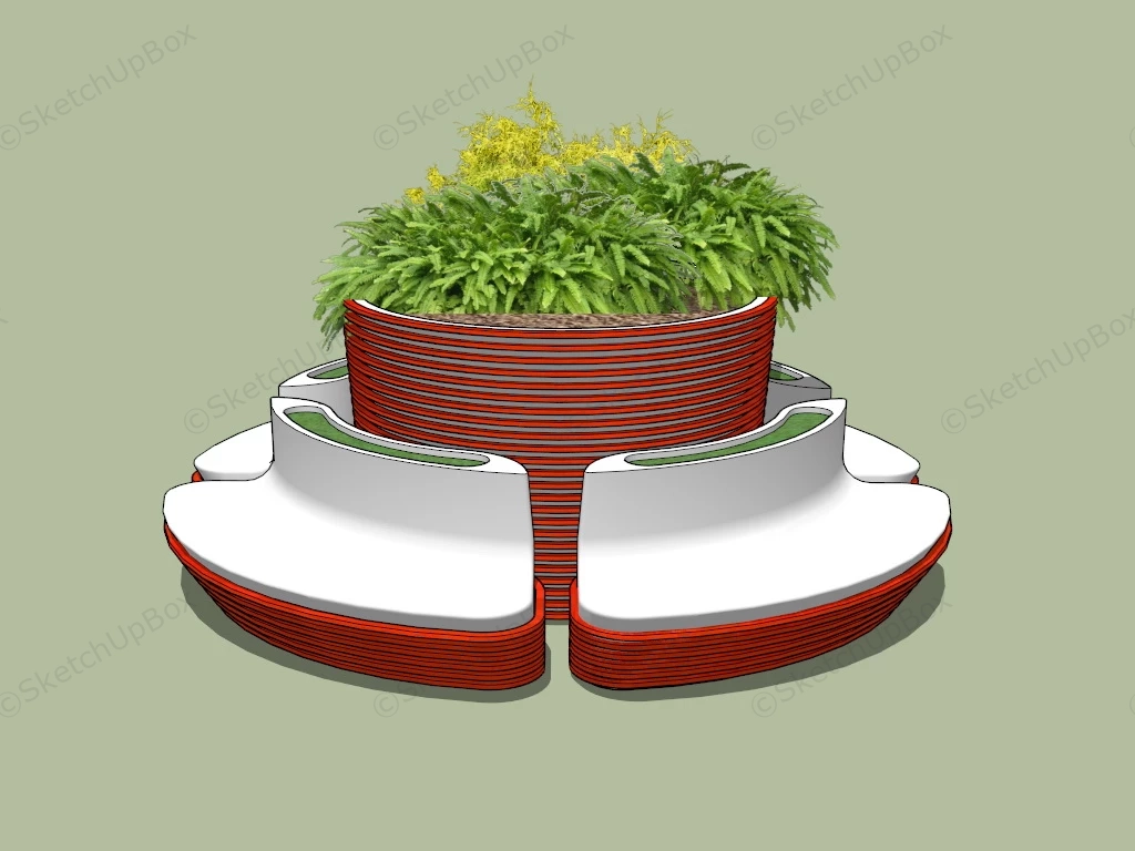 Raised Garden Bed With Surround Benches sketchup model preview - SketchupBox