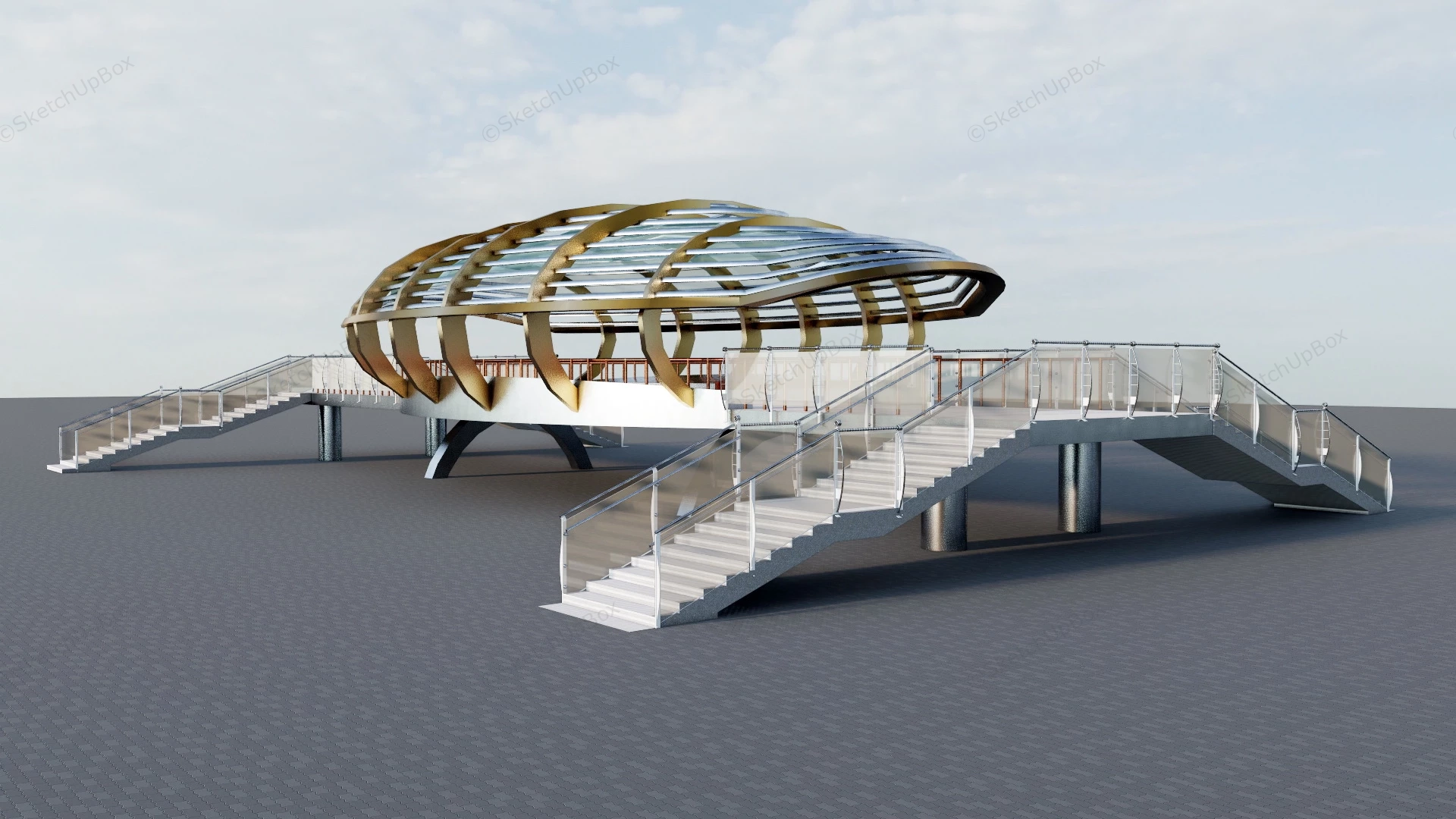 Modern Street Footbridge sketchup model preview - SketchupBox