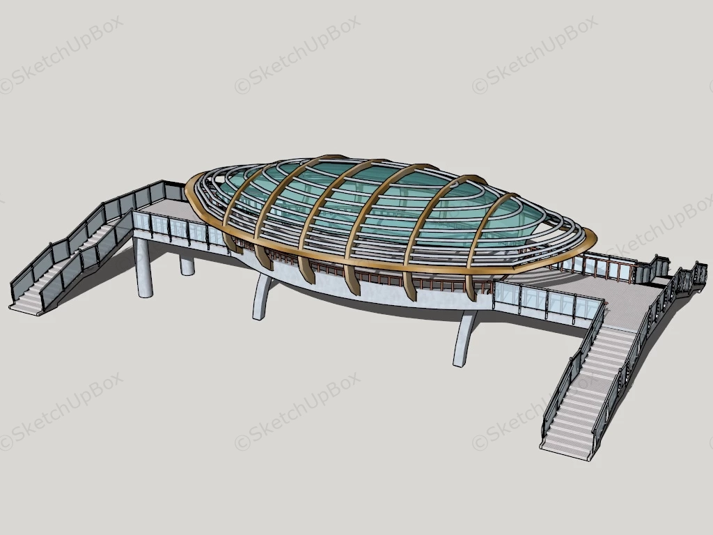 Modern Street Footbridge sketchup model preview - SketchupBox
