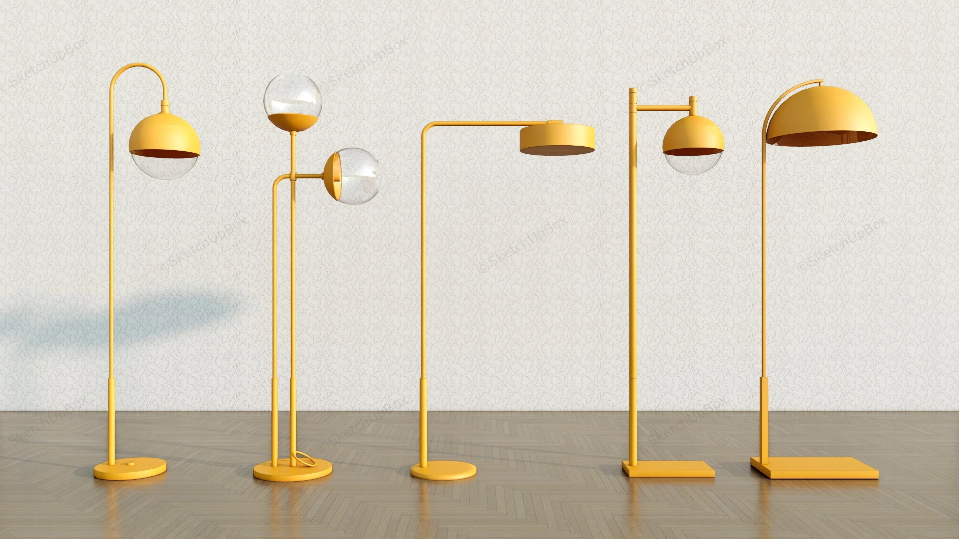 Modern Metal Floor Lamps sketchup model preview - SketchupBox