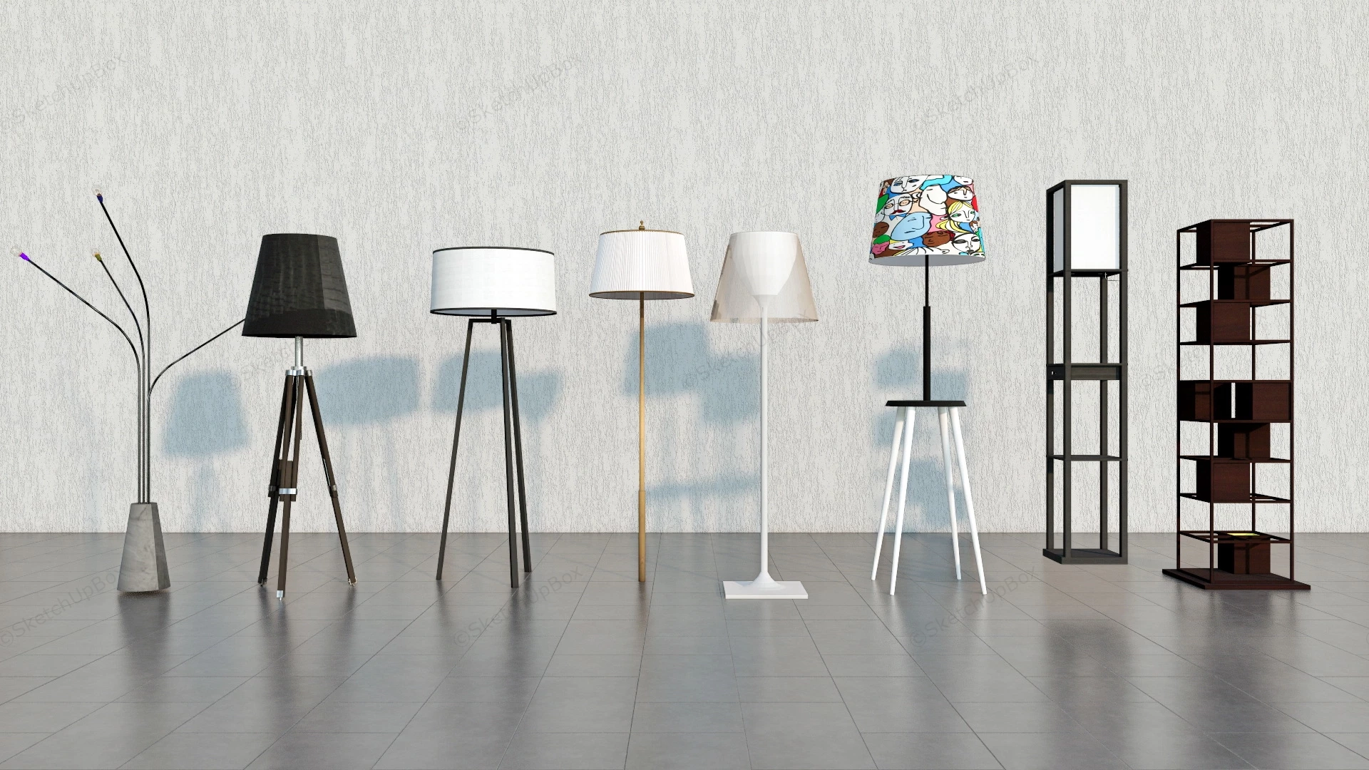 Floor Lamps Collection sketchup model preview - SketchupBox