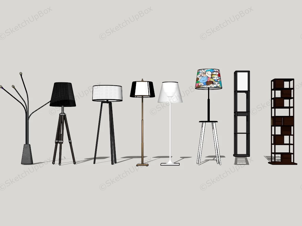 Floor Lamps Collection sketchup model preview - SketchupBox