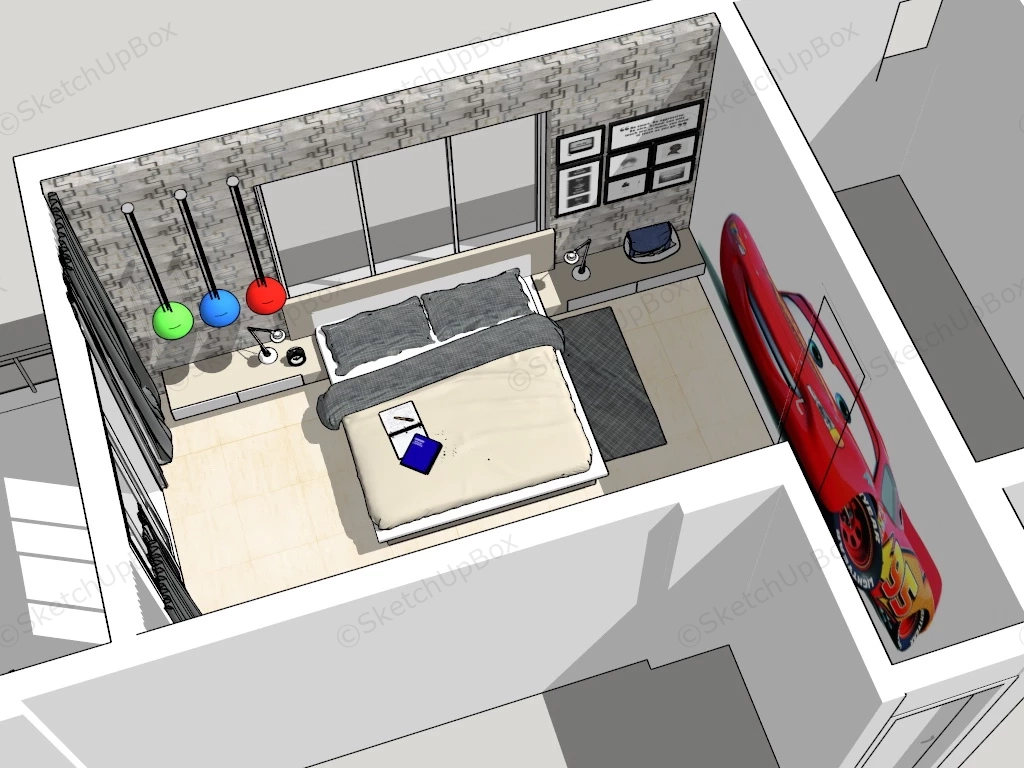 Young Man Bedroom Idea sketchup model preview - SketchupBox