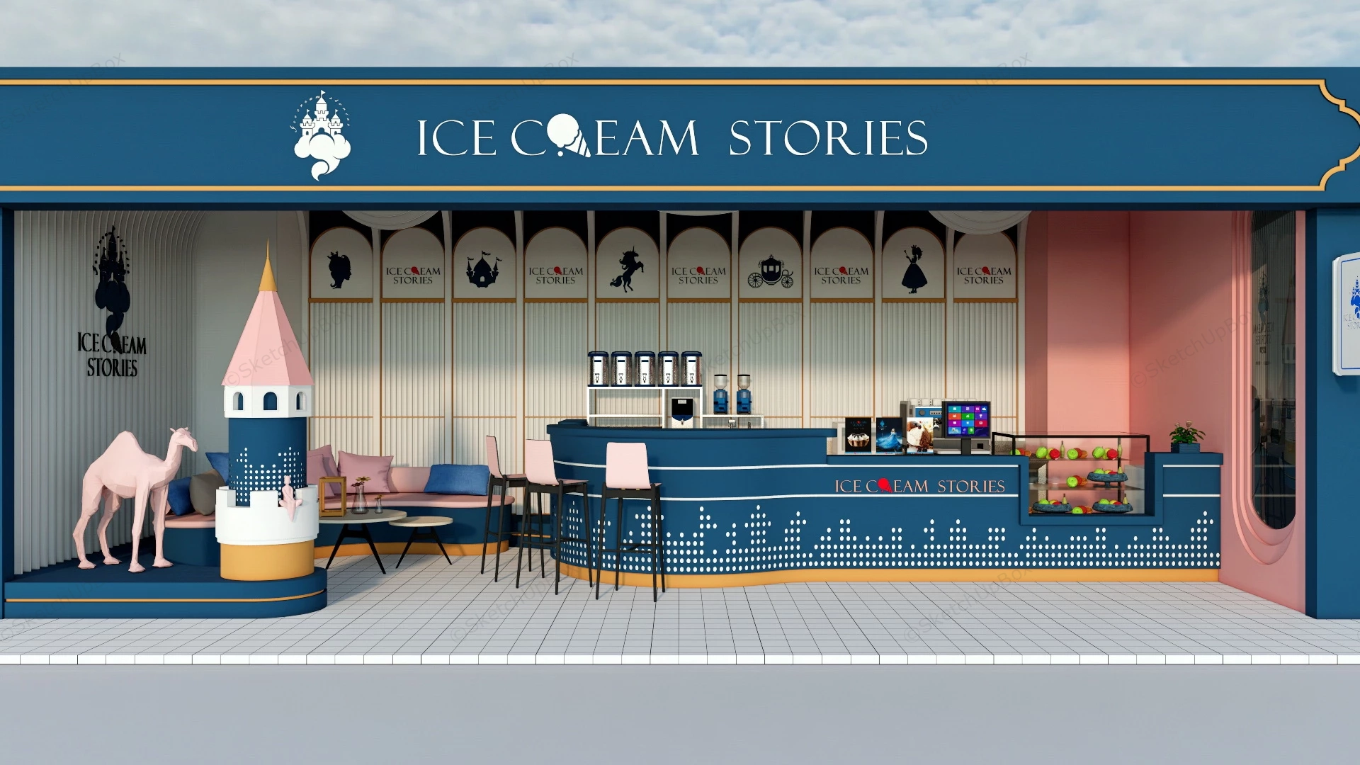 Fancy Ice Cream Shop sketchup model preview - SketchupBox