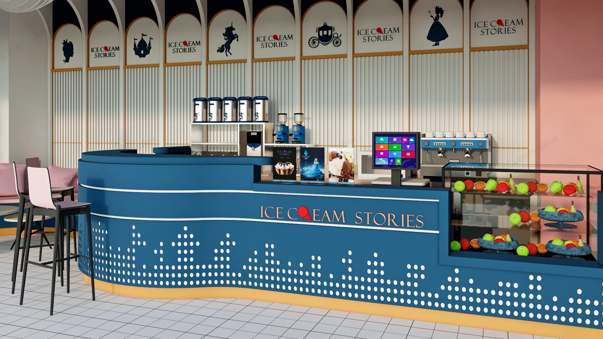 Fancy Ice Cream Shop sketchup model preview - SketchupBox