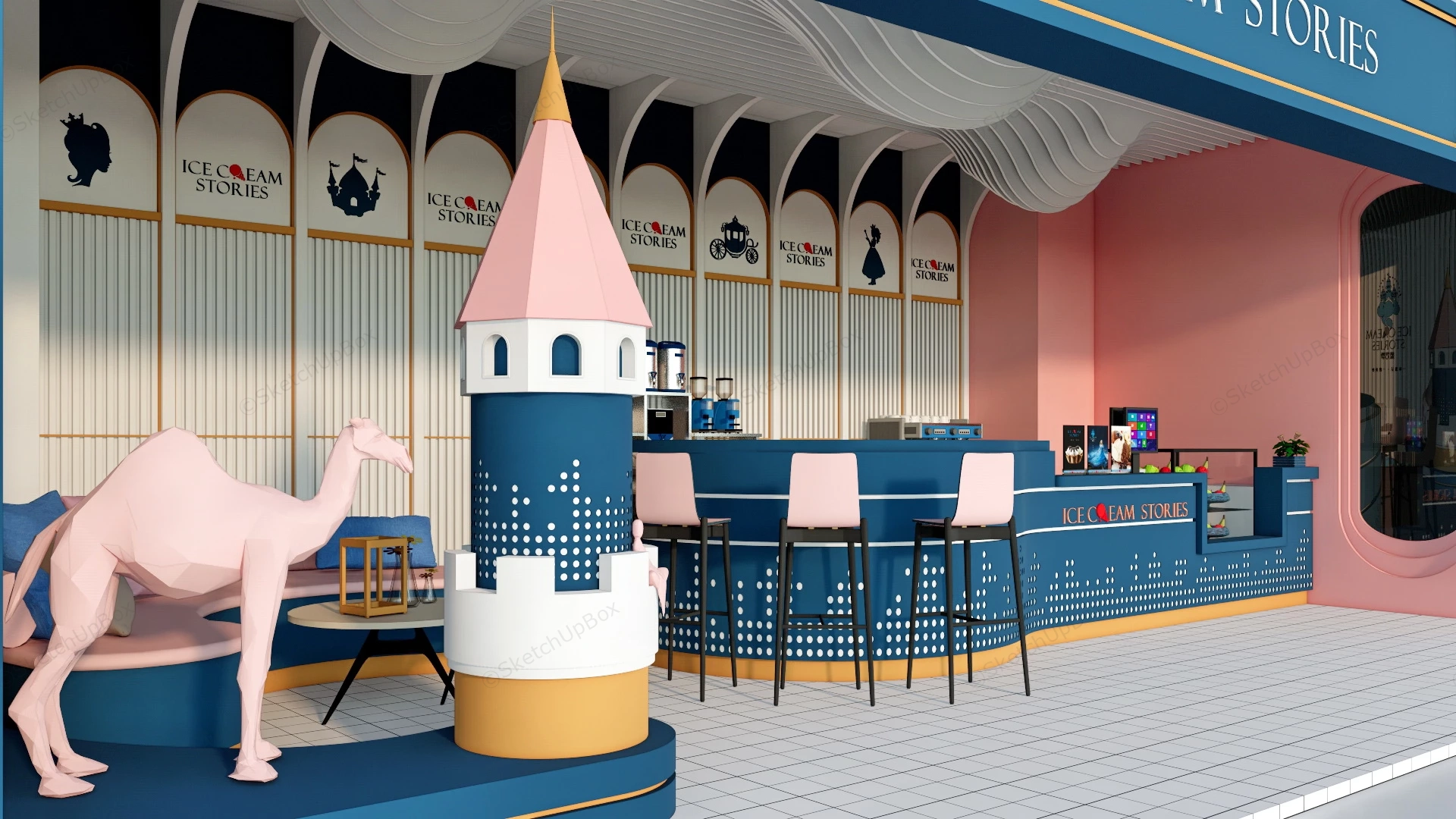 Fancy Ice Cream Shop sketchup model preview - SketchupBox