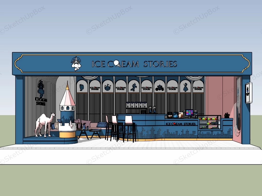 Fancy Ice Cream Shop sketchup model preview - SketchupBox