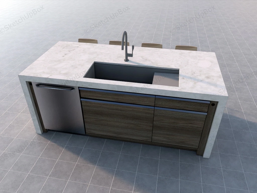 Kitchen Island With Stools And Storage sketchup model preview - SketchupBox