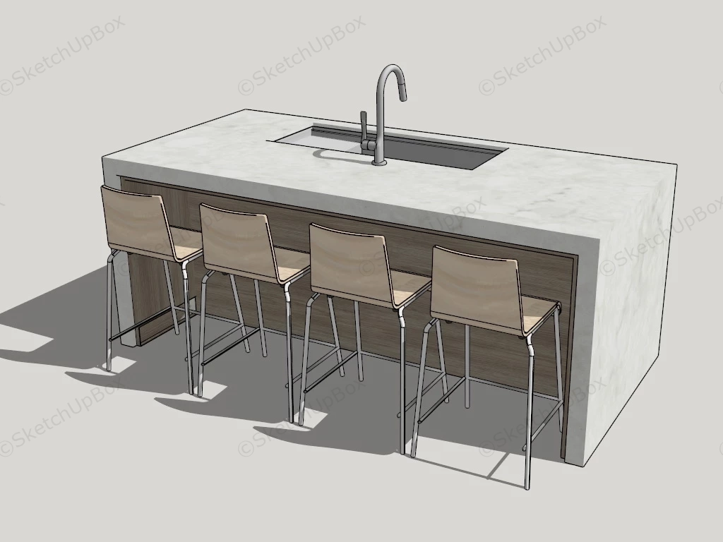 Kitchen Island With Stools And Storage sketchup model preview - SketchupBox