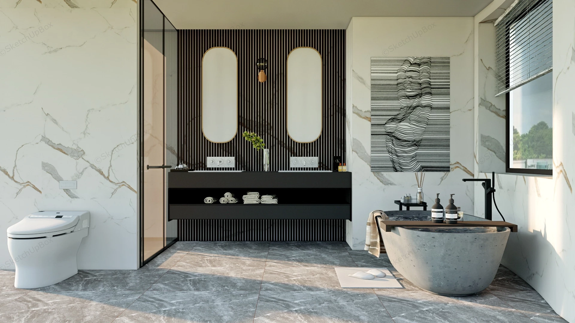 Wabi Sabi Bathroom Design sketchup model preview - SketchupBox