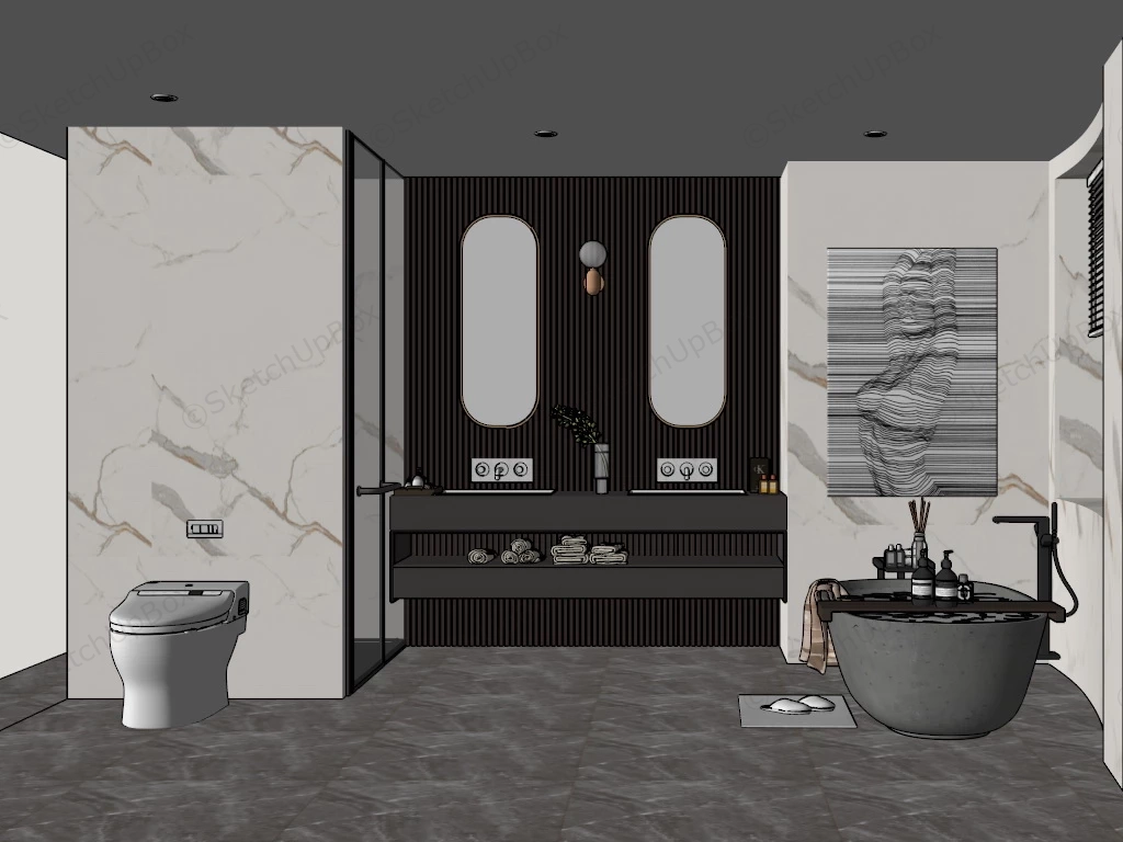 Wabi Sabi Bathroom Design sketchup model preview - SketchupBox