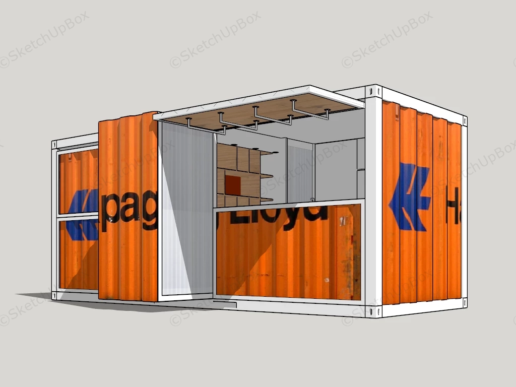Container Food Kiosk sketchup model preview - SketchupBox