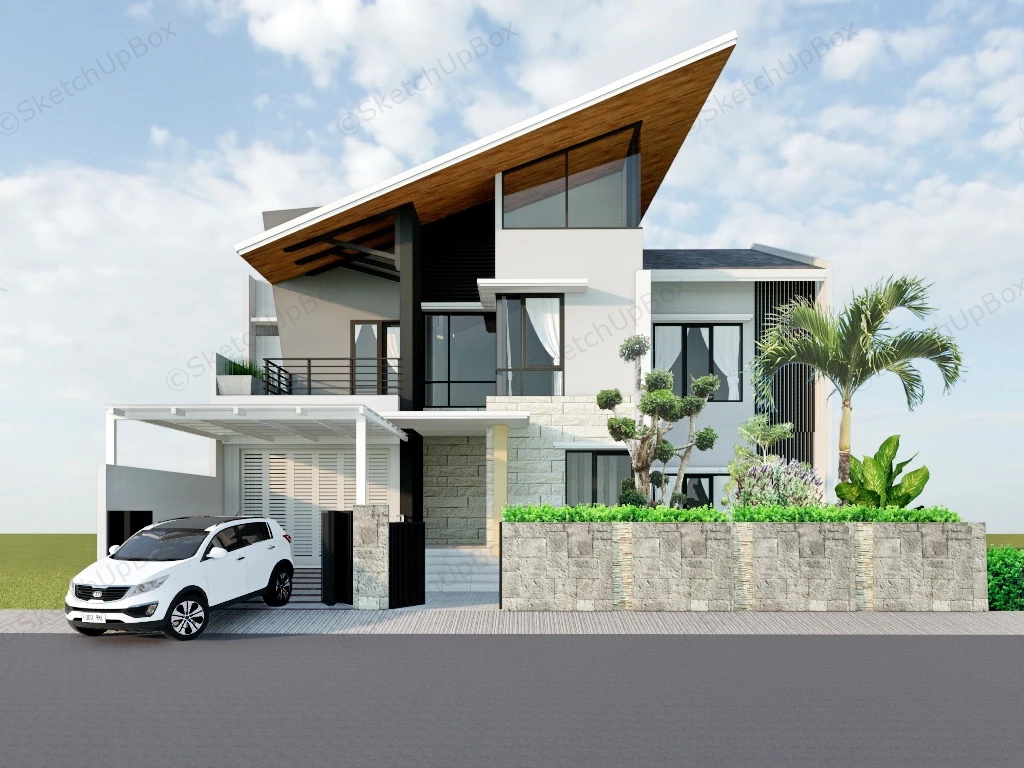 Modern Tropical House sketchup model preview - SketchupBox