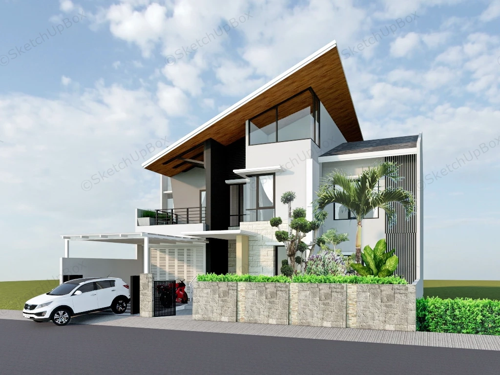 Modern Tropical House sketchup model preview - SketchupBox