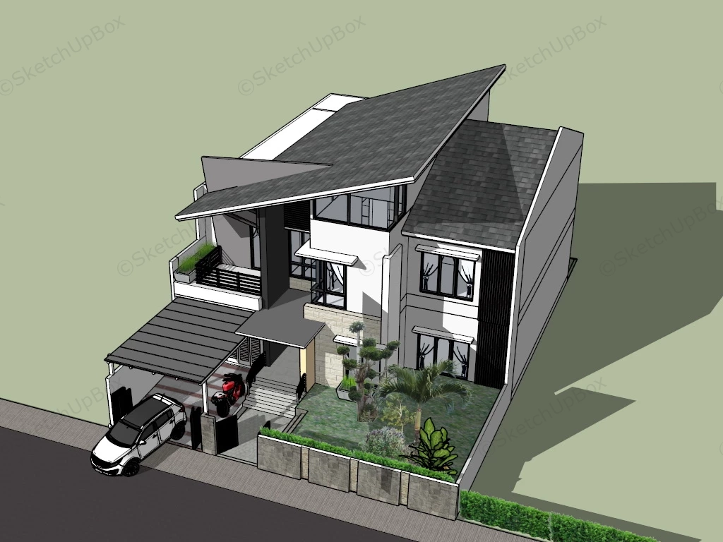 Modern Tropical House sketchup model preview - SketchupBox