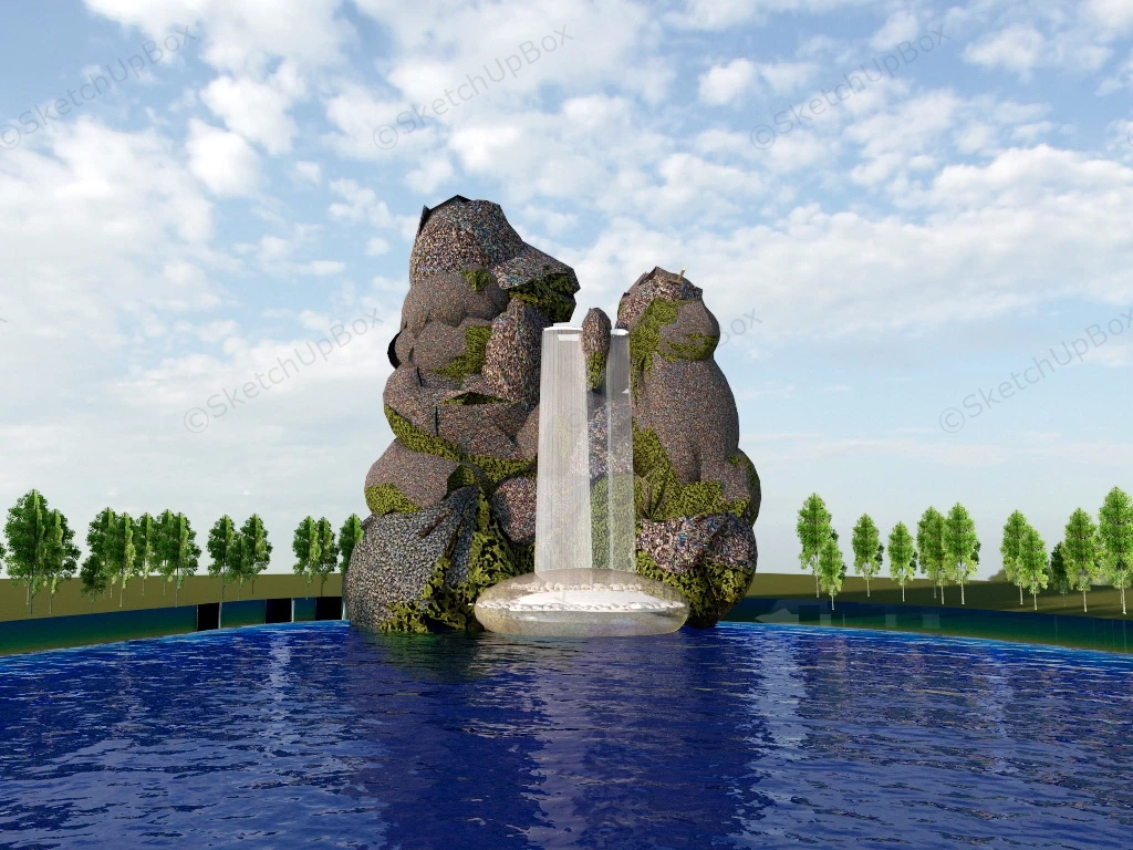 Rock Garden Waterfall sketchup model preview - SketchupBox