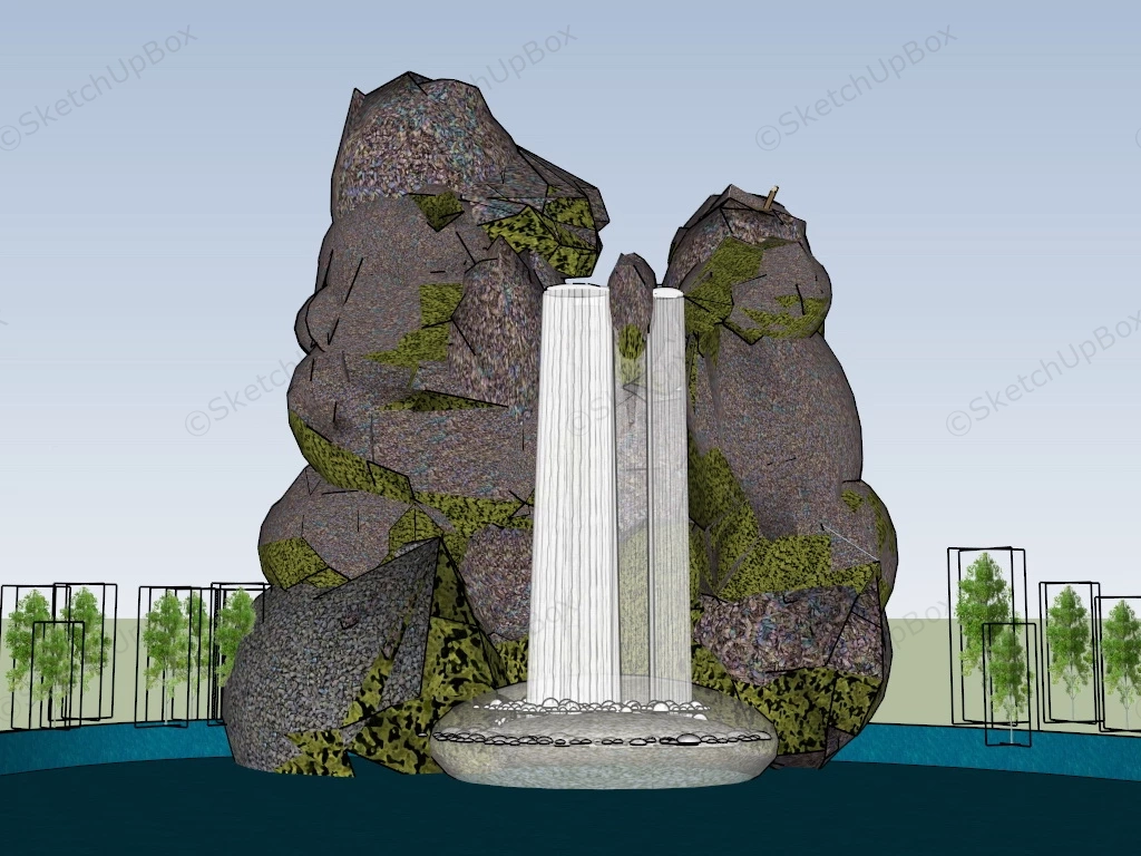 Rock Garden Waterfall sketchup model preview - SketchupBox