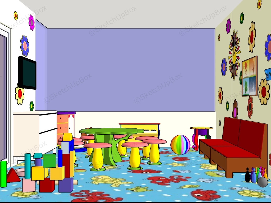 Ocean Themed Playroom sketchup model preview - SketchupBox