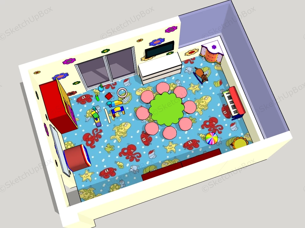 Ocean Themed Playroom sketchup model preview - SketchupBox