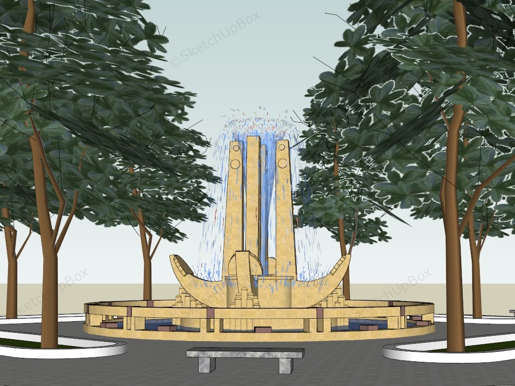 Public Park Water Fountain sketchup model preview - SketchupBox