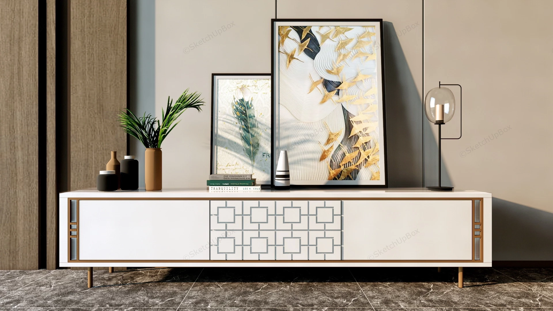 Oriental Style Tv Stand sketchup model preview - SketchupBox