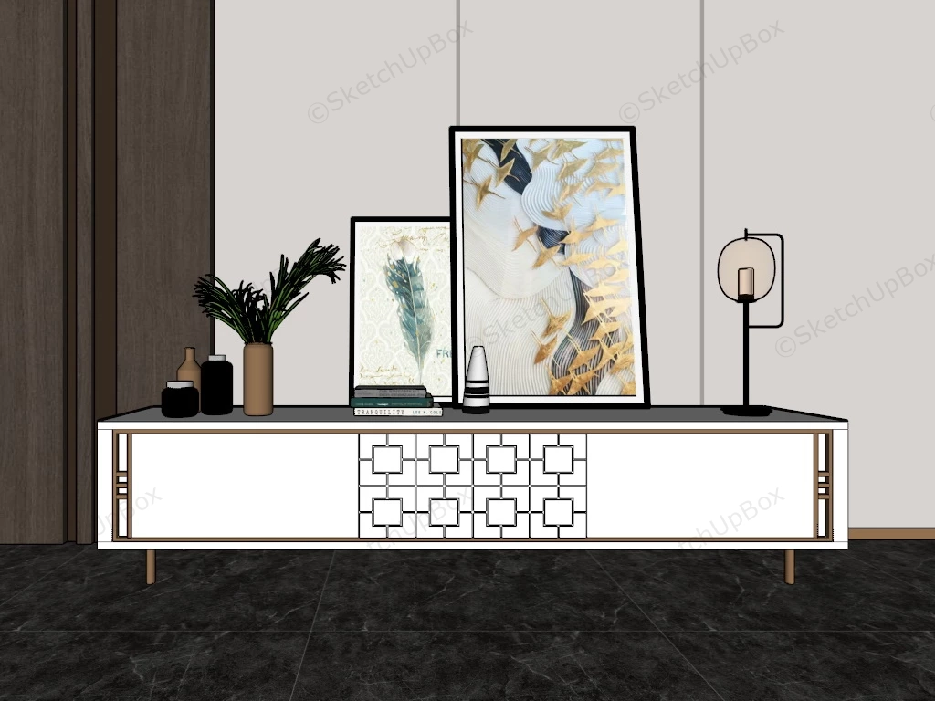 Oriental Style Tv Stand sketchup model preview - SketchupBox