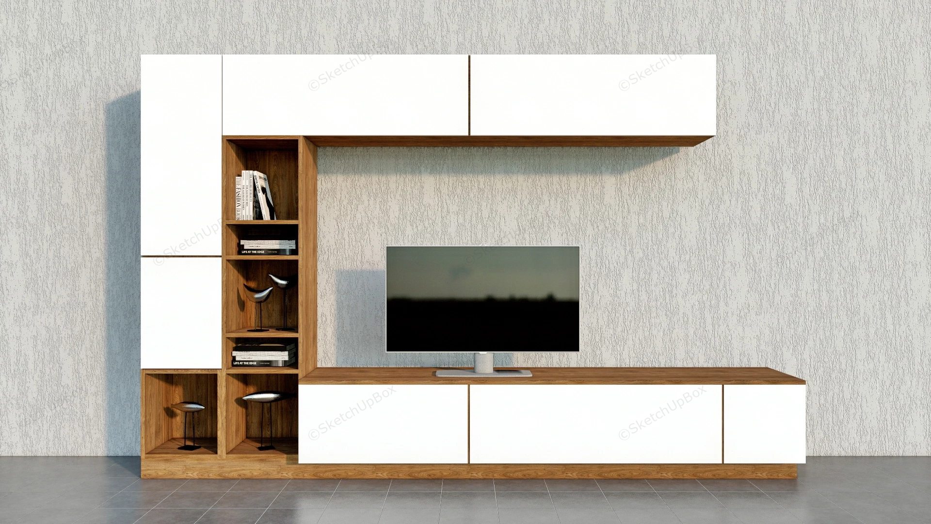 Wooden Tv Unit sketchup model preview - SketchupBox
