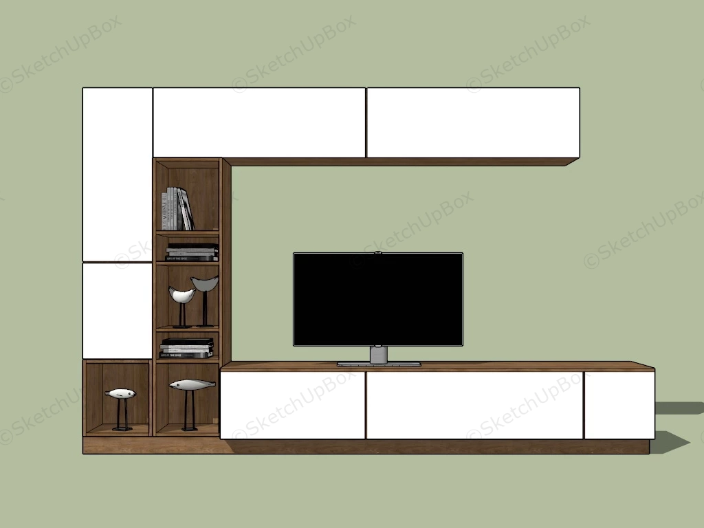 Wooden Tv Unit sketchup model preview - SketchupBox