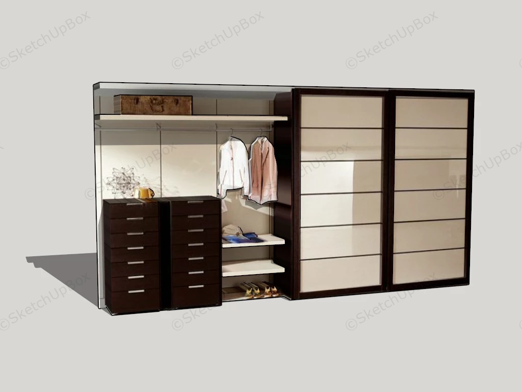 Wardrobe With Dresser Unit sketchup model preview - SketchupBox