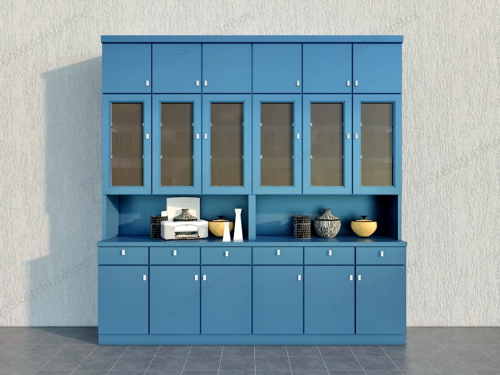 Navy Blue Bookcase sketchup model preview - SketchupBox