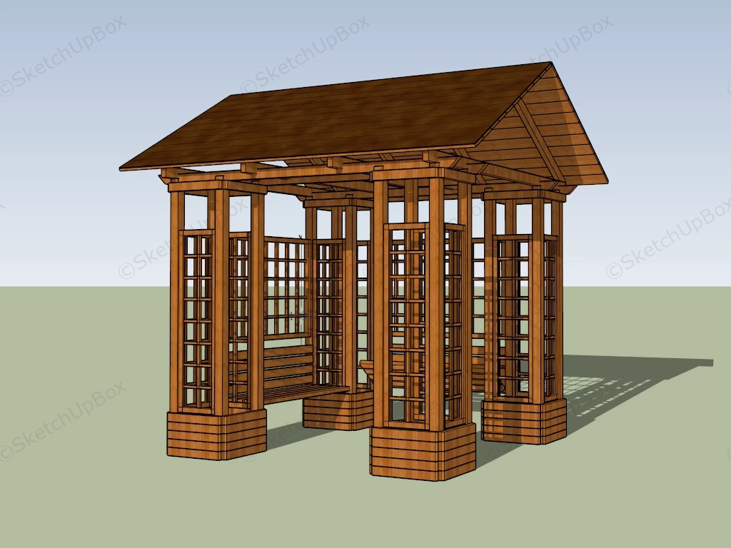 Backyard Gazebo With Trellises sketchup model preview - SketchupBox