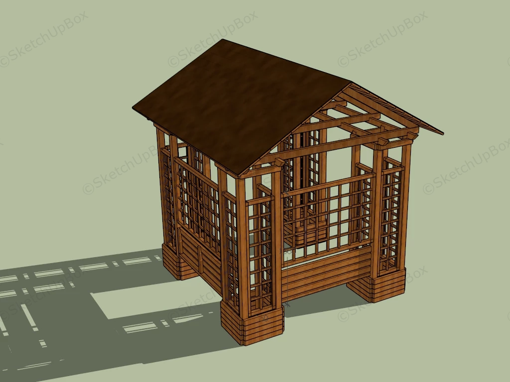Backyard Gazebo With Trellises sketchup model preview - SketchupBox