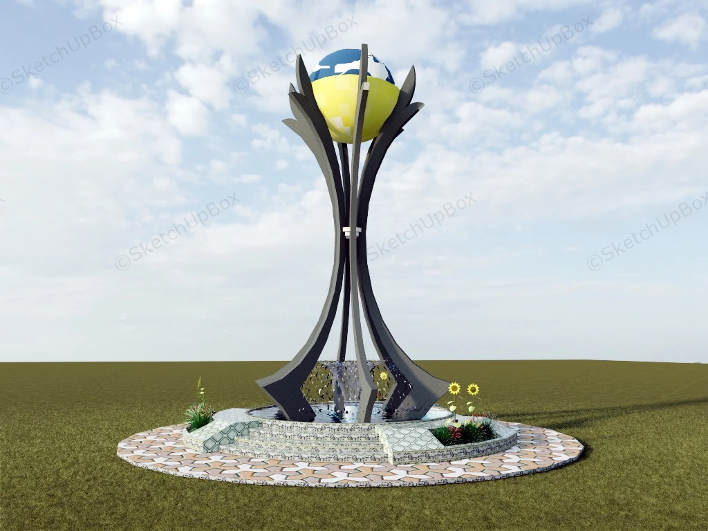 Outdoor Large Art Sculpture With Fountain sketchup model preview - SketchupBox