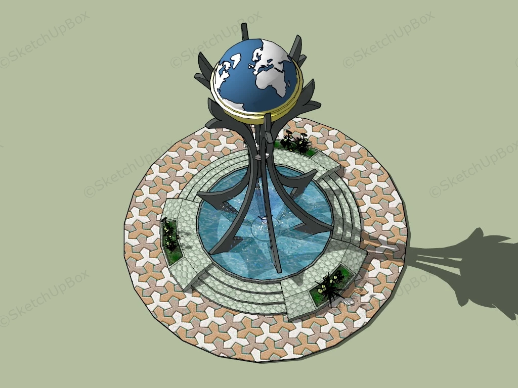 Outdoor Large Art Sculpture With Fountain sketchup model preview - SketchupBox