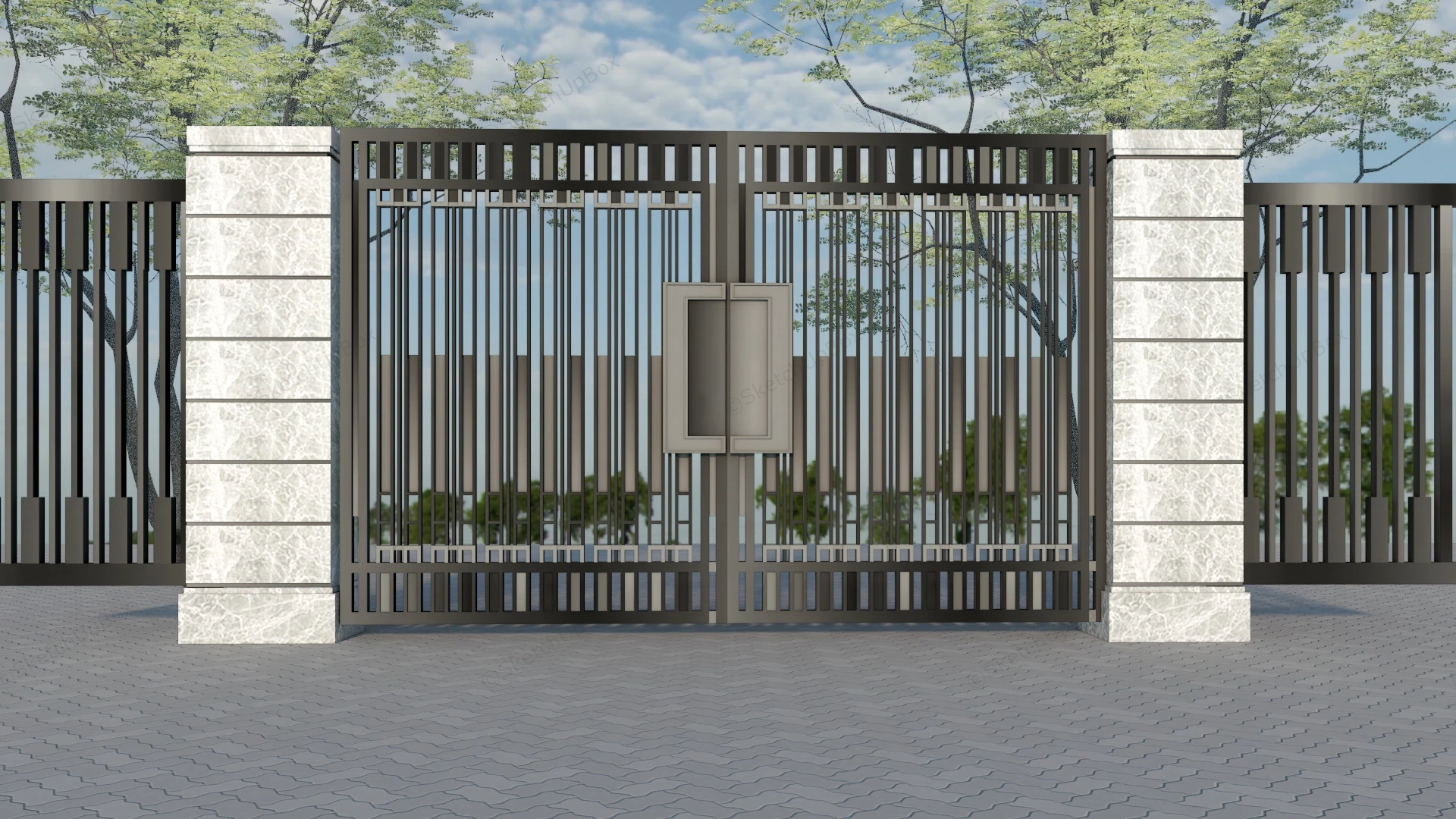 Modern House Gate Design sketchup model preview - SketchupBox