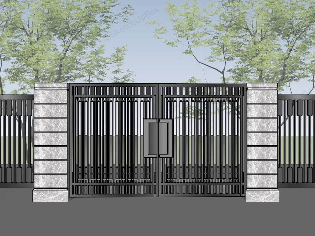 Modern House Gate Design sketchup model preview - SketchupBox