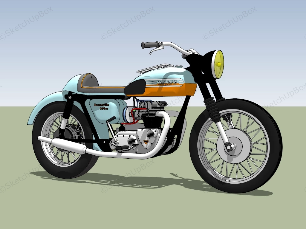 Triumph Bonneville Motorcycle sketchup model preview - SketchupBox