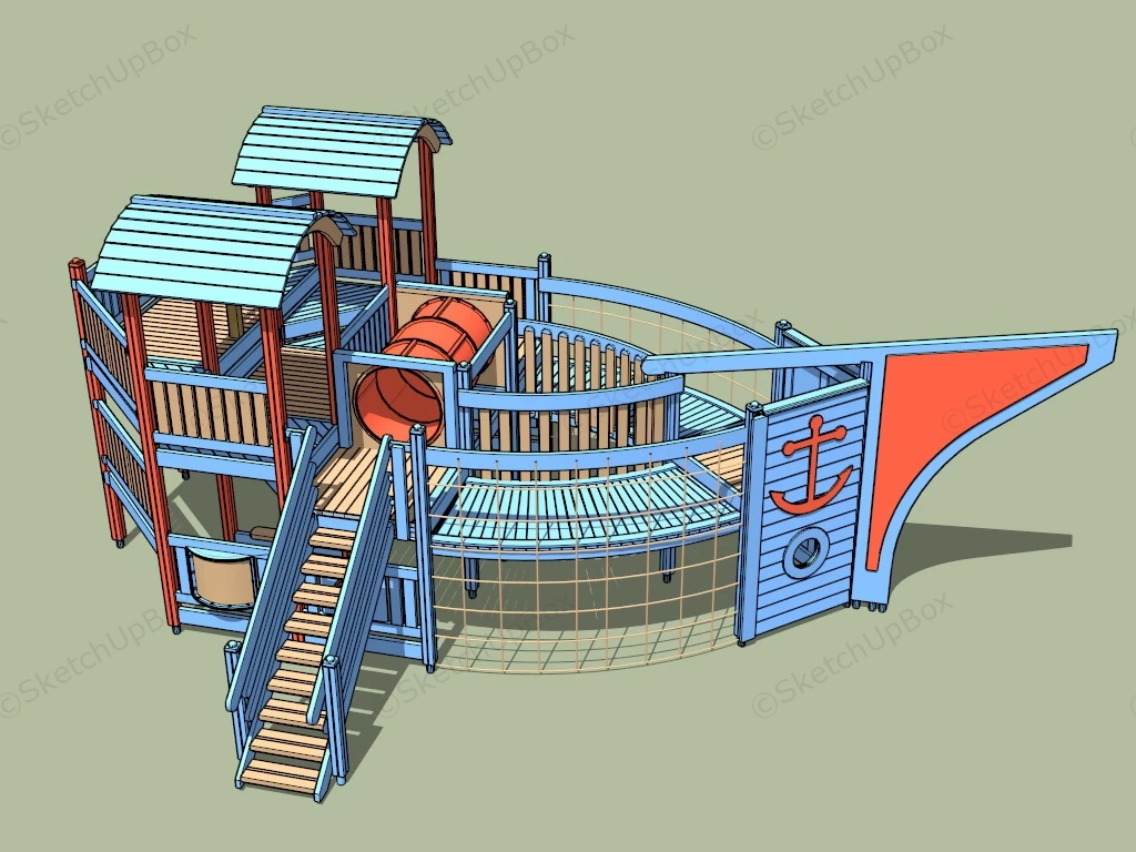 Wooden Pirate Ship Playset sketchup model preview - SketchupBox